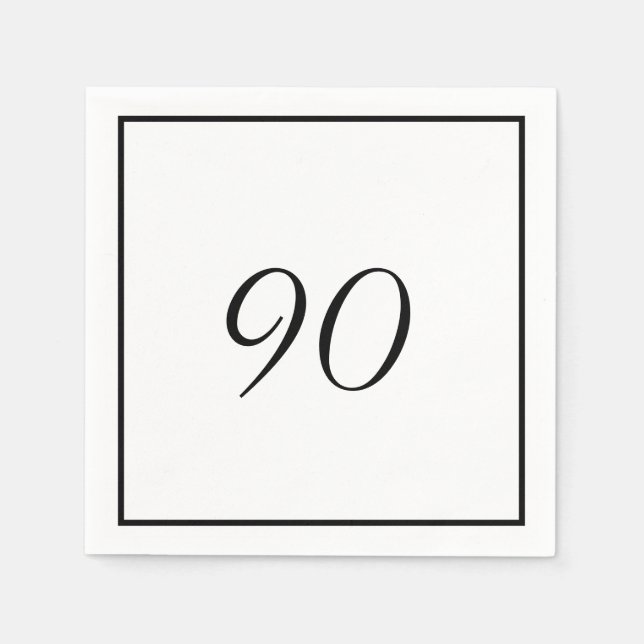 Elegant Black White 90:e Birthday Pappersservett (Framsidan)
