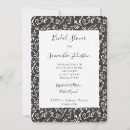 Elegant Black White Abstract Bridal Shower Inbjudningar