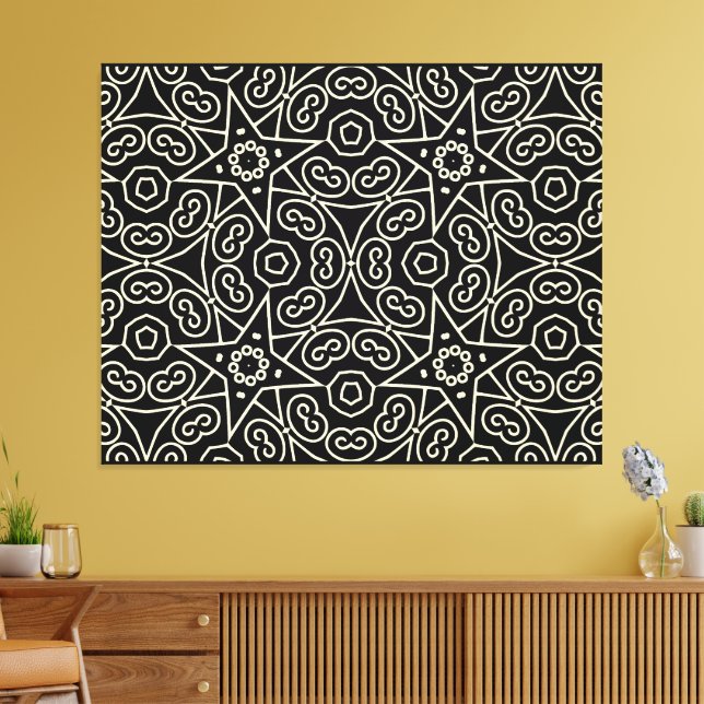 Elegant Black & White Abstract Geometric Pattern  Canvastryck (Insitu (Vardagsrum))