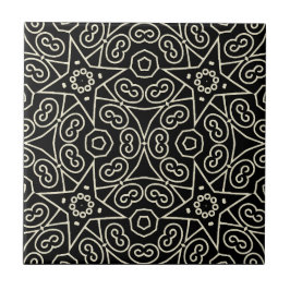 Elegant Black & White Abstract Geometric Pattern  Kakelplatta