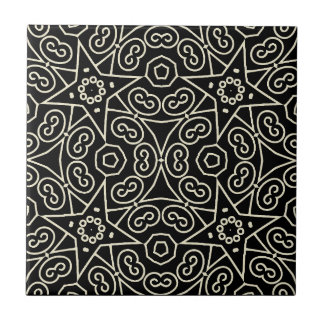 Elegant Black & White Abstract Geometric Pattern Kakelplatta