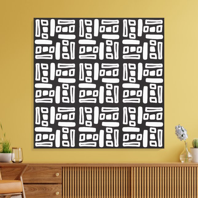 Elegant Black &White Abstract Pattern Canvastryck (Insitu (Vardagsrum))