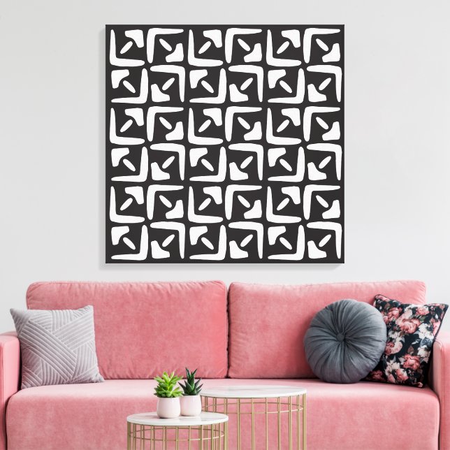 Elegant Black &White Abstract Pattern Canvastryck (Insitu (Vardagsrum))