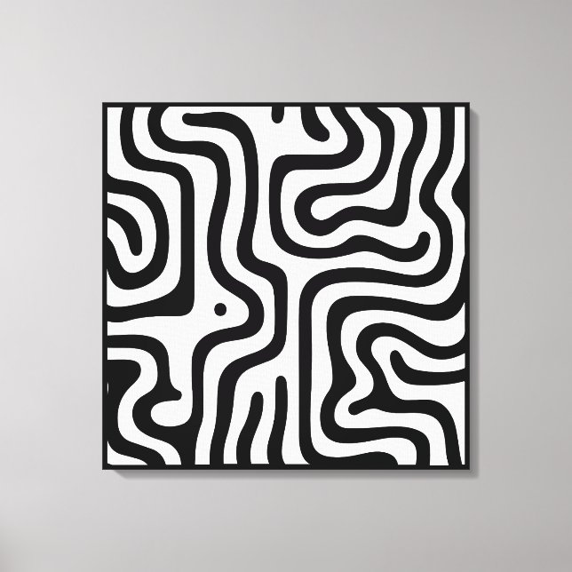 Elegant Black &White Abstract Pattern Canvastryck (Framsida)