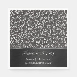 Elegant Black White Abstract Wedding Pappersservett
