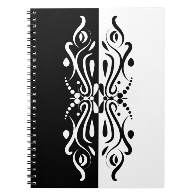 Elegant Black & White Abstrakt Harlequin Stil Anteckningsbok (Framsidan)