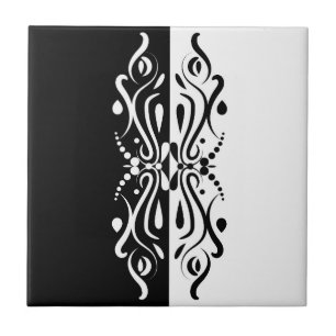 Elegant Black & White Abstrakt Harlequin Stil Kakelplatta