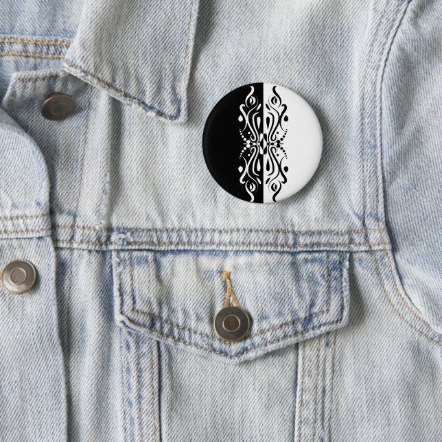 Elegant Black & White Abstrakt Harlequin Stil Knapp (In Situ)