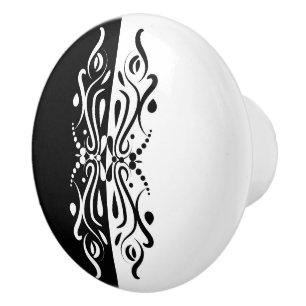 Elegant Black & White Abstrakt Harlequin Stil Knopp