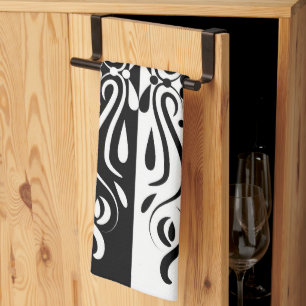 Elegant Black & White Abstrakt Harlequin Stil Kökshandduk