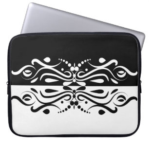 Elegant Black & White Abstrakt Harlequin Stil Laptop Fodral