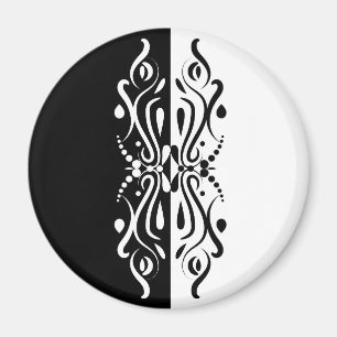 Elegant Black & White Abstrakt Harlequin Stil Magnet