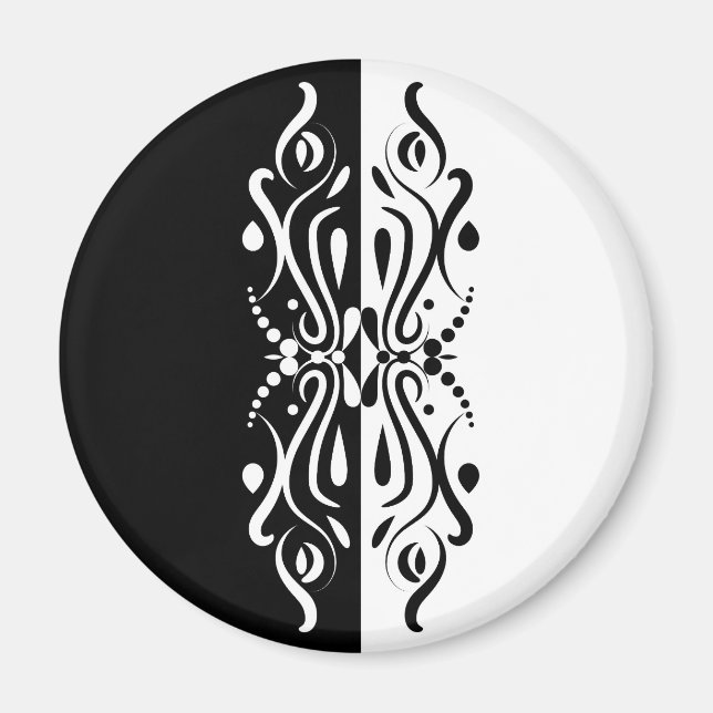 Elegant Black & White Abstrakt Harlequin Stil Magnet (Framsidan)