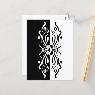 Elegant Black & White Abstrakt Harlequin Stil Vykort