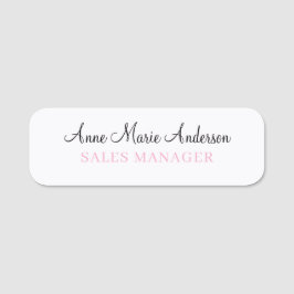 Elegant Black White and Pink Professional Name  Namnbricka