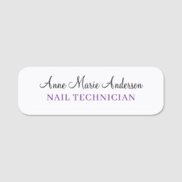 Elegant Black White and Purple Professional Name  Namnbricka