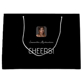 Elegant Black White Anpassningsbar Cheers Photo Na