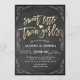Elegant Black White Baby Shower Sweet Little Twill Inbjudningar