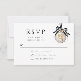 Elegant Black White Bauble jul Party OSA Kort