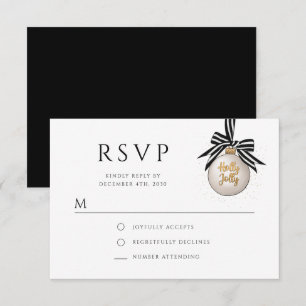 Elegant Black White Bauble jul Party OSA Kort