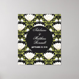 Elegant Black & White Blommigt Bröllop: Kalligrafi Canvastryck