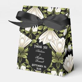 Elegant Black & White Blommigt Bröllop: Kalligrafi Presentaskar