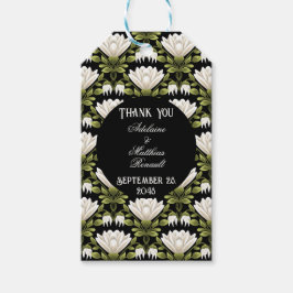 Elegant Black & White Blommigt Bröllop: Kalligrafi Presentetikett