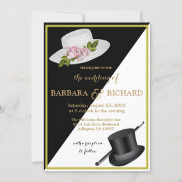 Elegant Black & White Blommigt Bröllop Meddelande