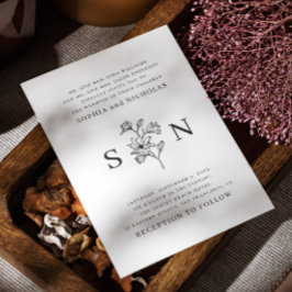 Elegant Black & White Blommigt Bröllop | Minimalis Inbjudningar