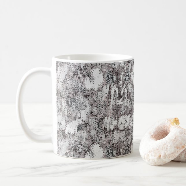 Elegant Black & White Blommigt Coffee Mugg (Med munk)