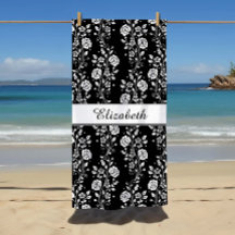 Elegant Black & White Blommigt Namn