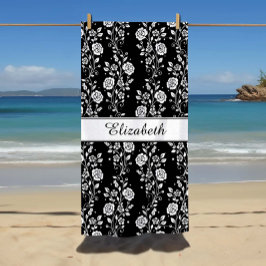 Elegant Black & White Blommigt Namn