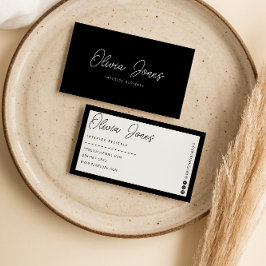 Elegant Black & White Boho Branding Modern Trendig Visitkort
