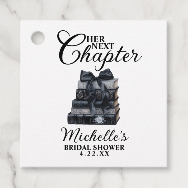 Elegant Black & White Book Themed Bridal Shower  Gåvor Etiketter (Framsida)