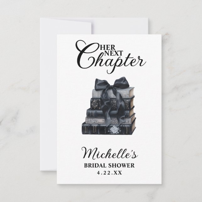 Elegant Black & White Book Themed Bridal Shower  Tack Kort (Framsida)