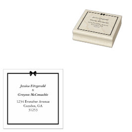 Elegant Black White Bow och Ram Bröllop Stämpel