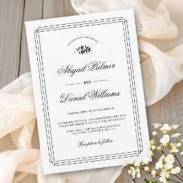 Elegant black, white branch and border wedding inbjudningar
