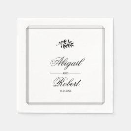 Elegant black, white branch triple border wedding pappersservett