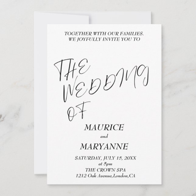 Elegant Black White Bröllop Inbjudningar (Framsida)