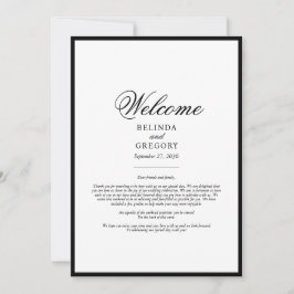 Elegant Black White Bröllop Intererary Programme