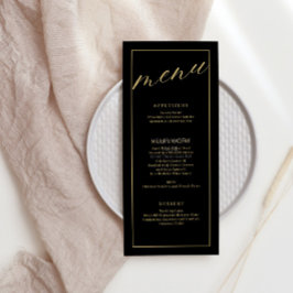 Elegant Black & White Bröllop Menu med skript Meny