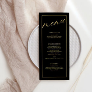 Elegant Black & White Bröllop Menu med skript Meny