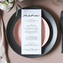 Elegant Black & White Bröllop Menu Meny