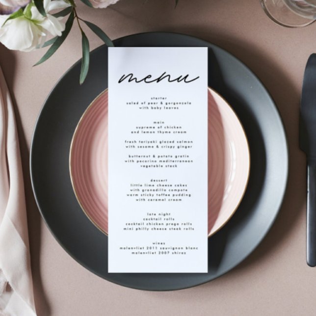 Elegant Black & White Bröllop Menu Meny (Skapare uppladdad)