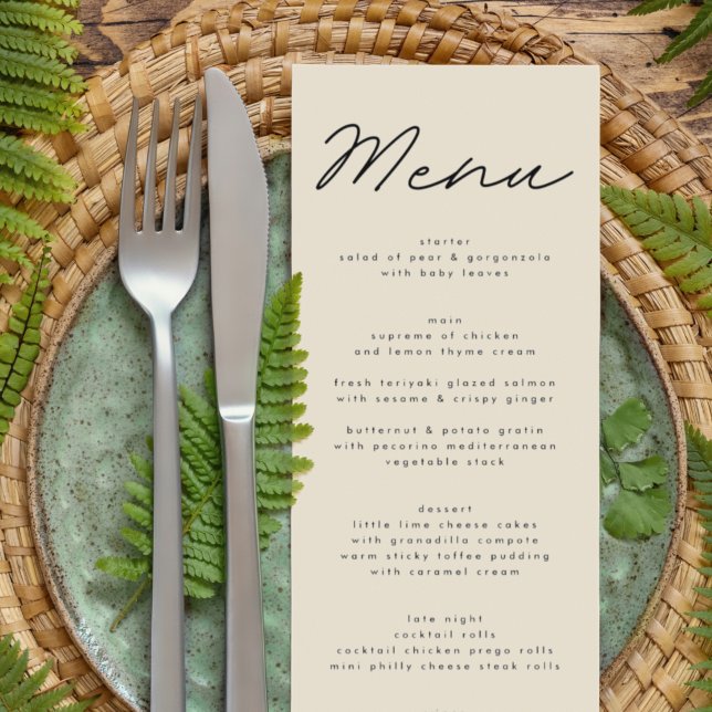 Elegant Black & White Bröllop Menu Meny (Skapare uppladdad)