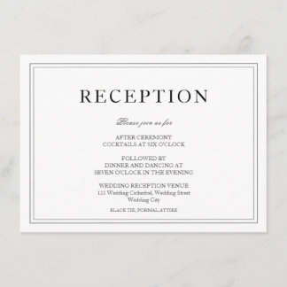Elegant Black & White bröllop Mottagning Tilläggskort