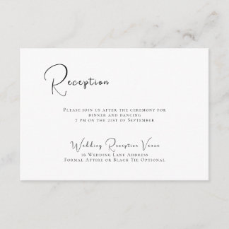 Elegant Black & White bröllop Mottagning Tilläggskort