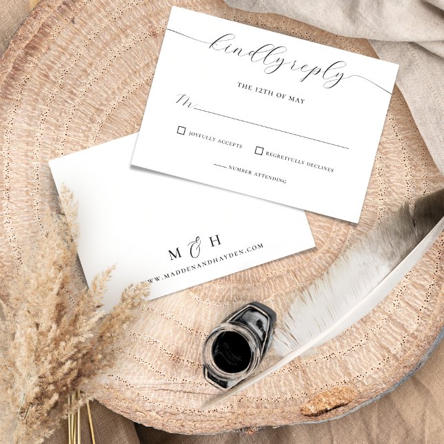 Elegant Black & White Bröllop OSA Kort (Skapare uppladdad)