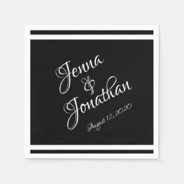 Elegant Black & White Bröllop Pappersservett