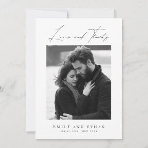 Elegant Black & White Bröllop Photo Tack Kort
